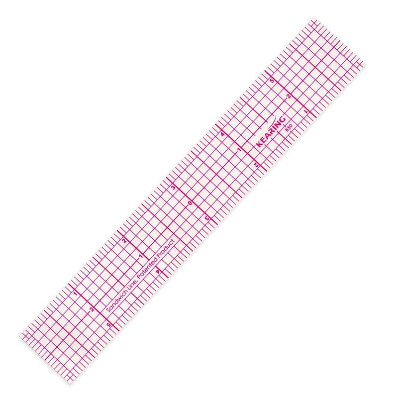 KEARING Clear Sewing Graph Ruler Fashion Design Ruler, Sandwich Line, 1" x 6", Transparent Pattern Making Dress Making Ruler for Sewing Quilting - Image 1